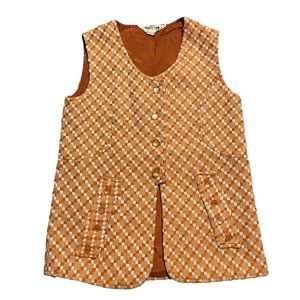 60s Vintage Kids Polyester Vest with faux pockets